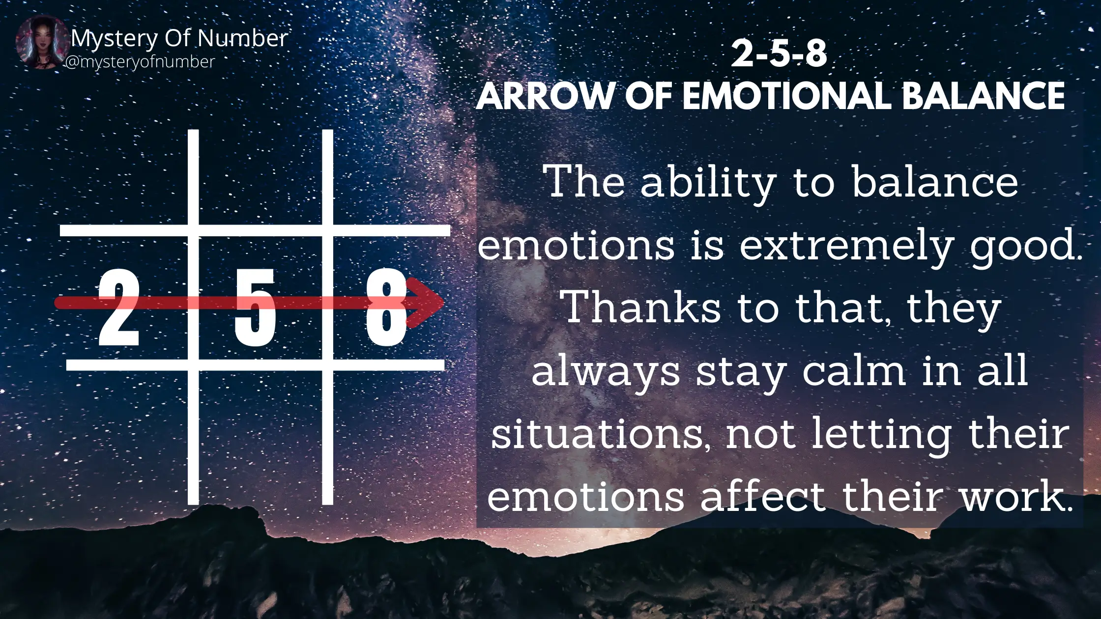 Arrow of emotional balance 2-5-8: Arrows in numerology